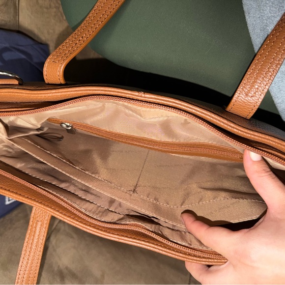 Conceal carry purse Tan Leather Tote Bag
